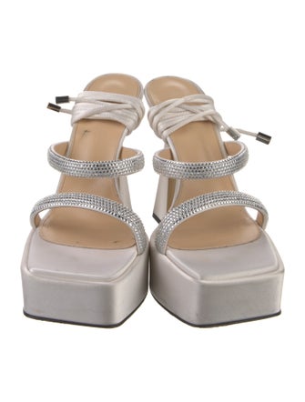 Mach & Mach Leather Crystal Embellishments Sandals