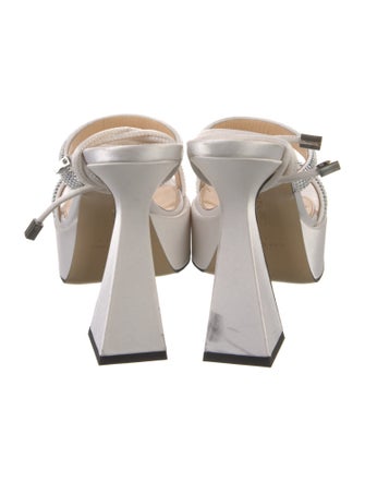 Mach & Mach Leather Crystal Embellishments Sandals