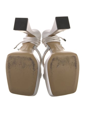 Mach & Mach Leather Crystal Embellishments Sandals