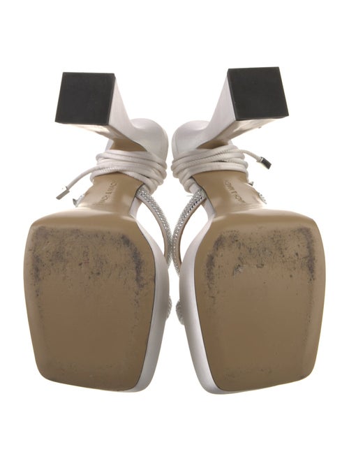 Mach & Mach Leather Crystal Embellishments Sandals