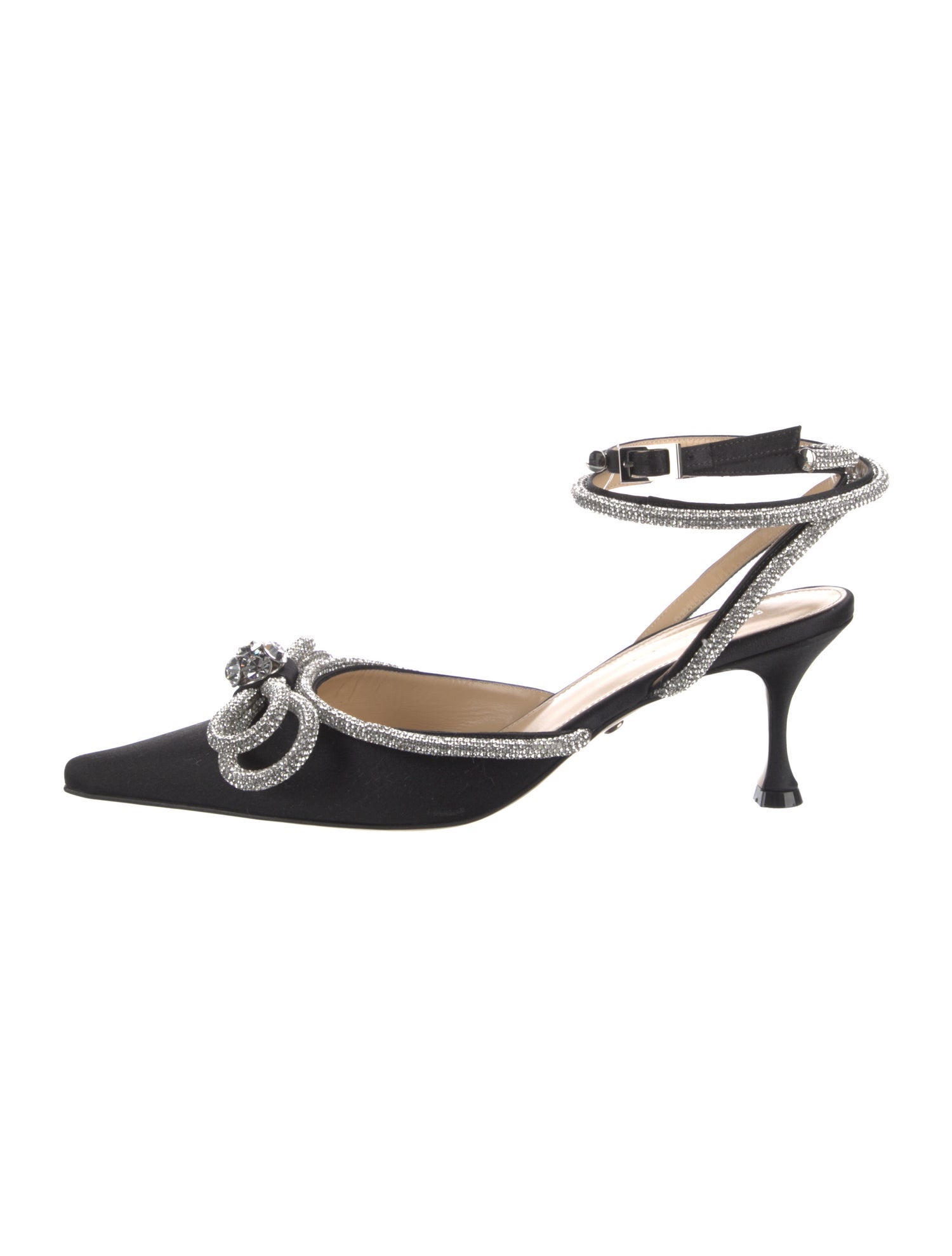 Mach & Mach Satin Colorblock Pattern Slingback Pumps