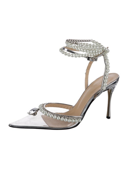 Mach & Mach Faux Pearl Accents PVC Slingback Pumps