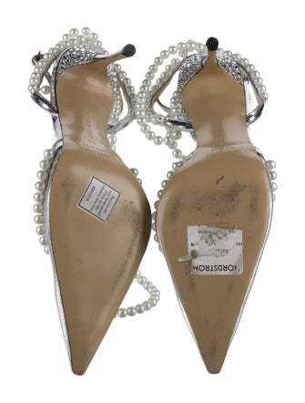 Mach & Mach Faux Pearl Accents PVC Slingback Pumps