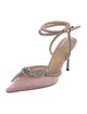 Mach & Mach Satin Crystal Embellishments Slingback Pumps