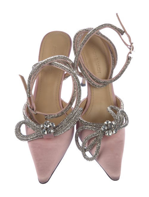 Mach & Mach Satin Crystal Embellishments Slingback Pumps