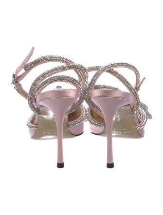 Mach & Mach Satin Crystal Embellishments Slingback Pumps