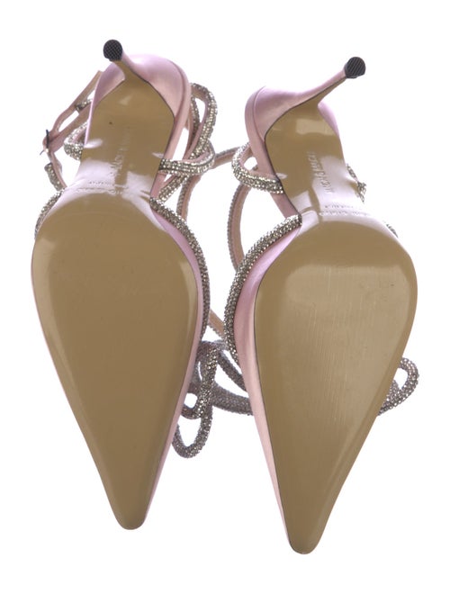 Mach & Mach Satin Crystal Embellishments Slingback Pumps