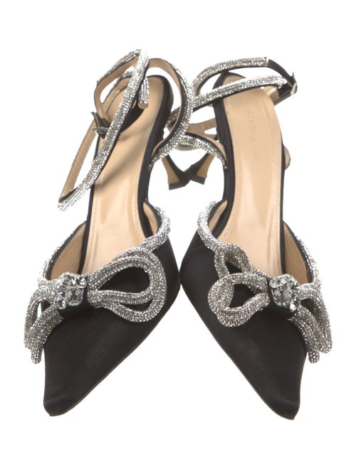 Mach & Mach Satin Bow Accents Slingback Pumps