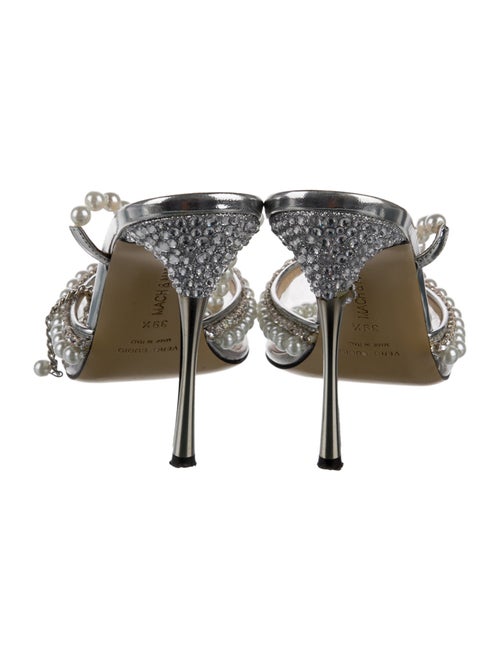 Mach & Mach Faux Pearl Accents Crystal Slingback Pumps
