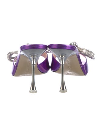 Mach & Mach Patent Leather Bow Accents Slides