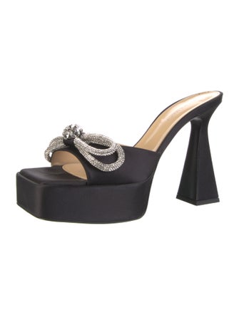 Mach & Mach Satin Crystal Embellishments Slides