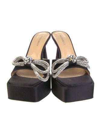 Mach & Mach Satin Crystal Embellishments Slides