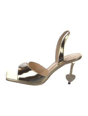Mach & Mach Patent Leather Crystal Embellishments Slingback Sandals