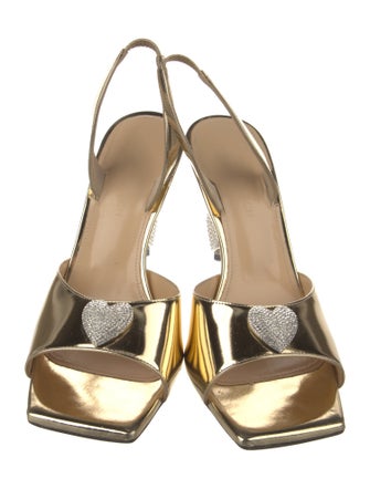 Mach & Mach Patent Leather Crystal Embellishments Slingback Sandals