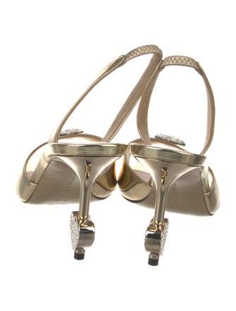 Mach & Mach Patent Leather Crystal Embellishments Slingback Sandals