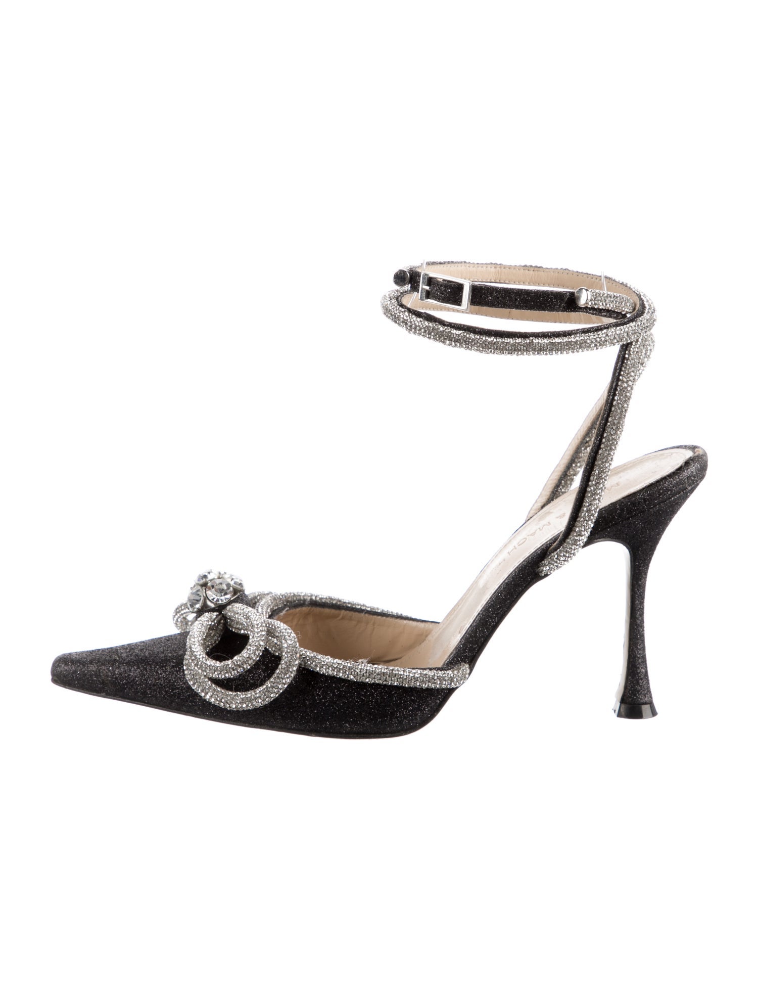 Mach & Mach Glitter Crystal Embellishments Slingback Pumps