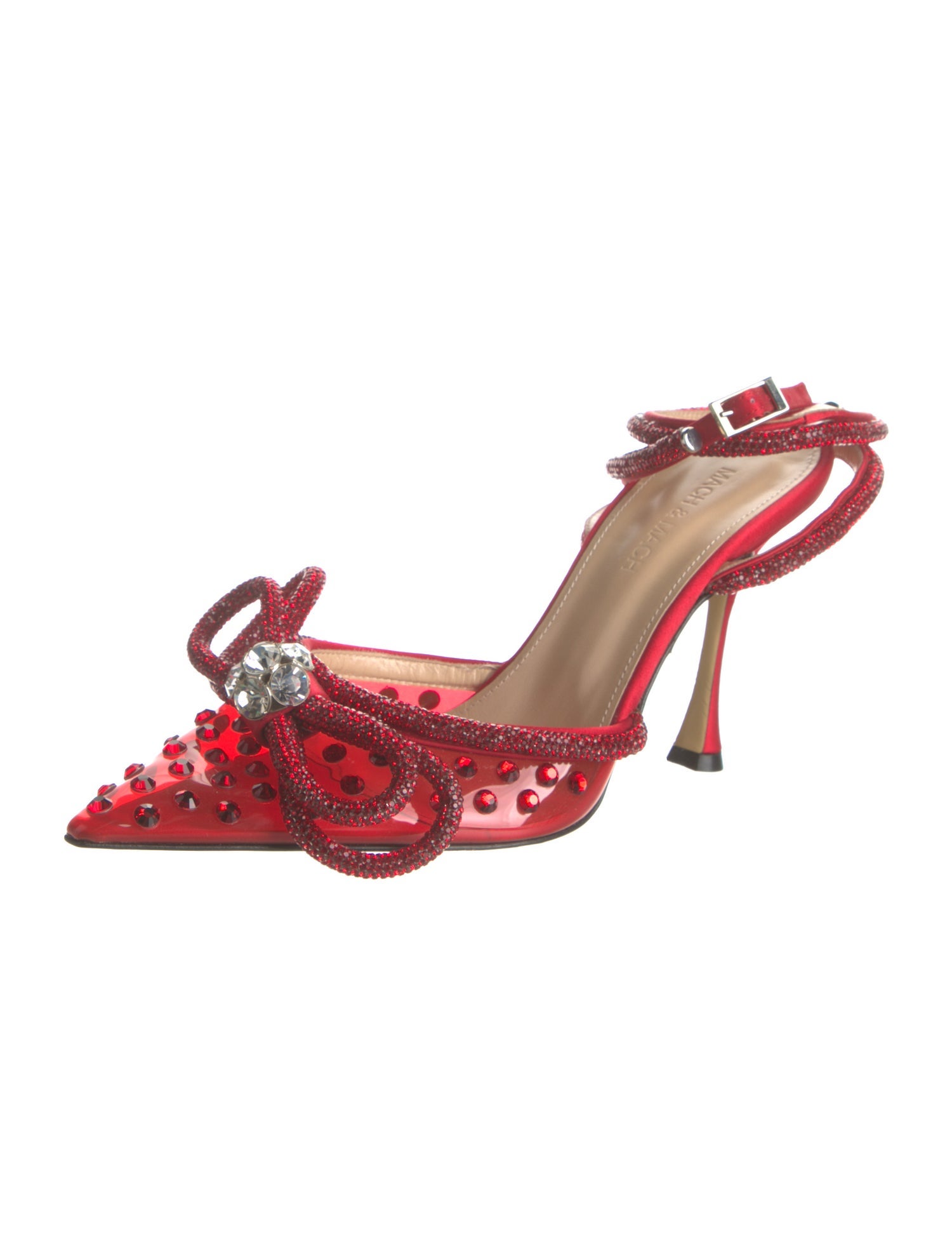 Mach & Mach PVC Bow Accents Slingback Pumps