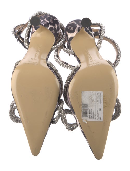 Mach & Mach Satin Animal Print Slingback Pumps