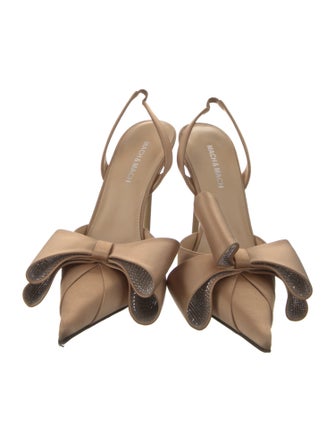 Mach & Mach Satin Bow Accents Slingback Pumps