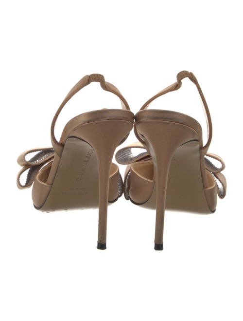 Mach & Mach Satin Bow Accents Slingback Pumps