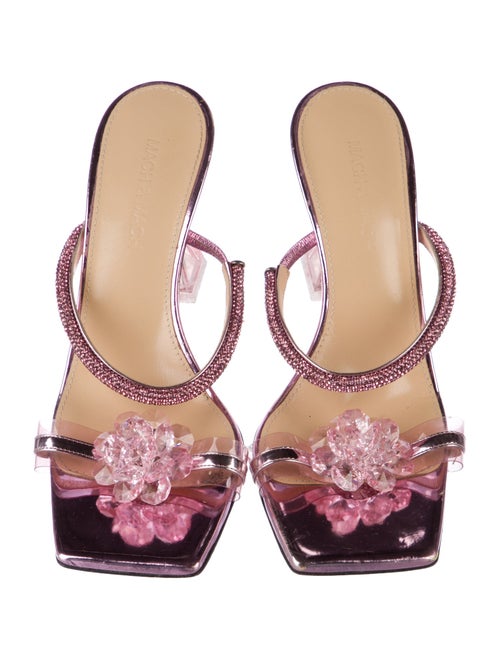 Mach & Mach Leather Crystal Embellishments Slides