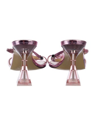 Mach & Mach Leather Crystal Embellishments Slides