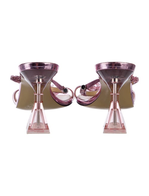 Mach & Mach Leather Crystal Embellishments Slides