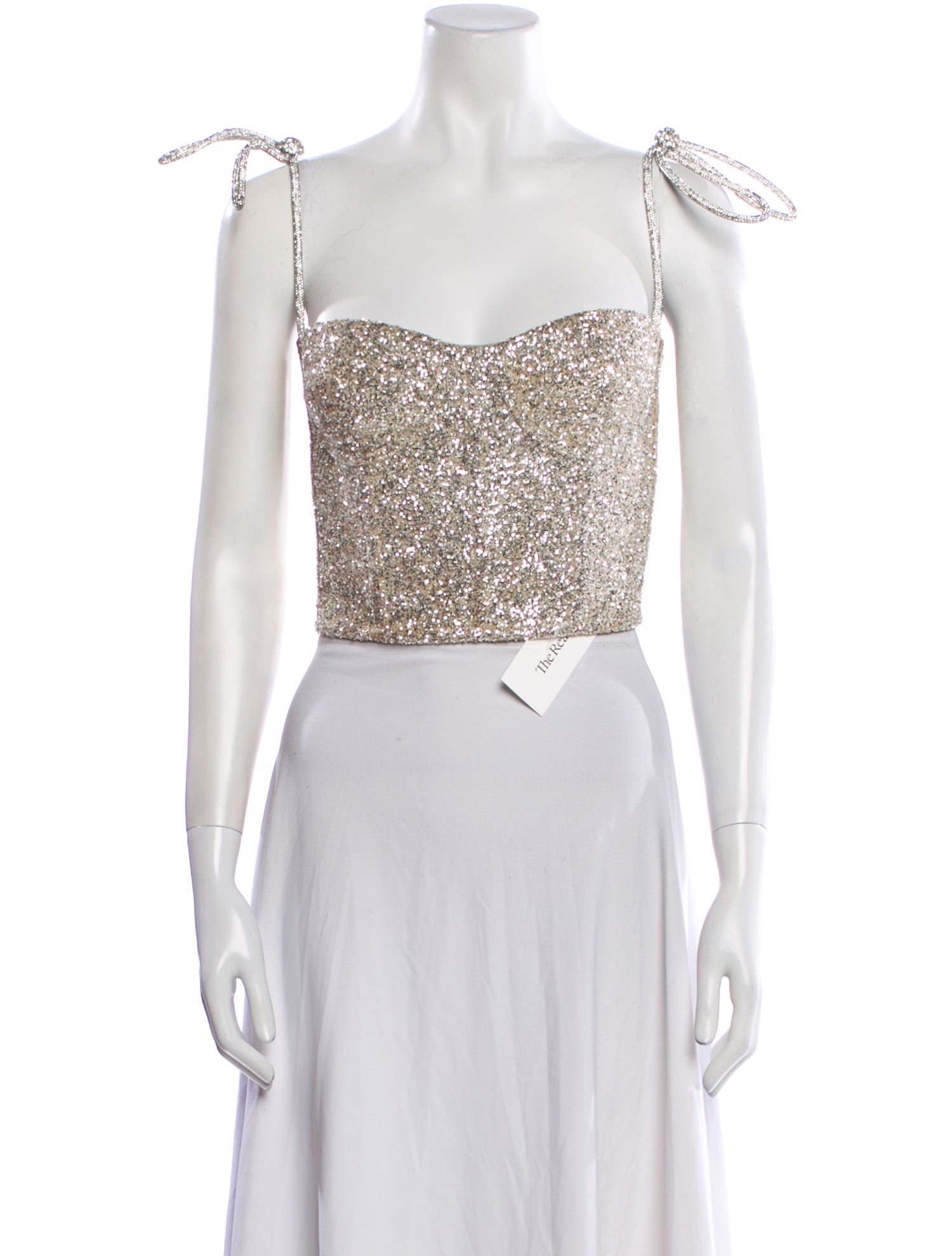 Mach & Mach Square Neckline Sleeveless Crop Top