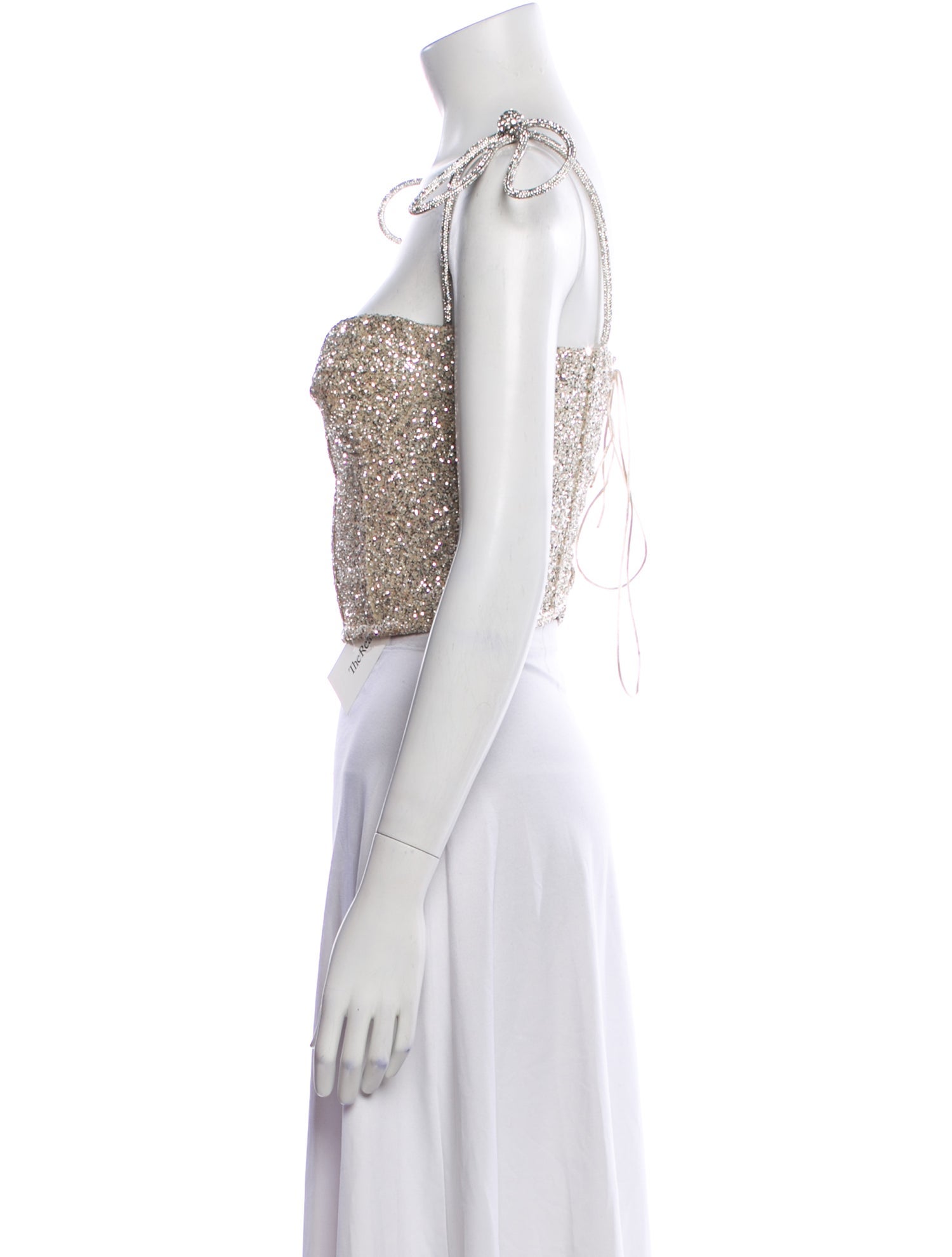 Mach & Mach Square Neckline Sleeveless Crop Top