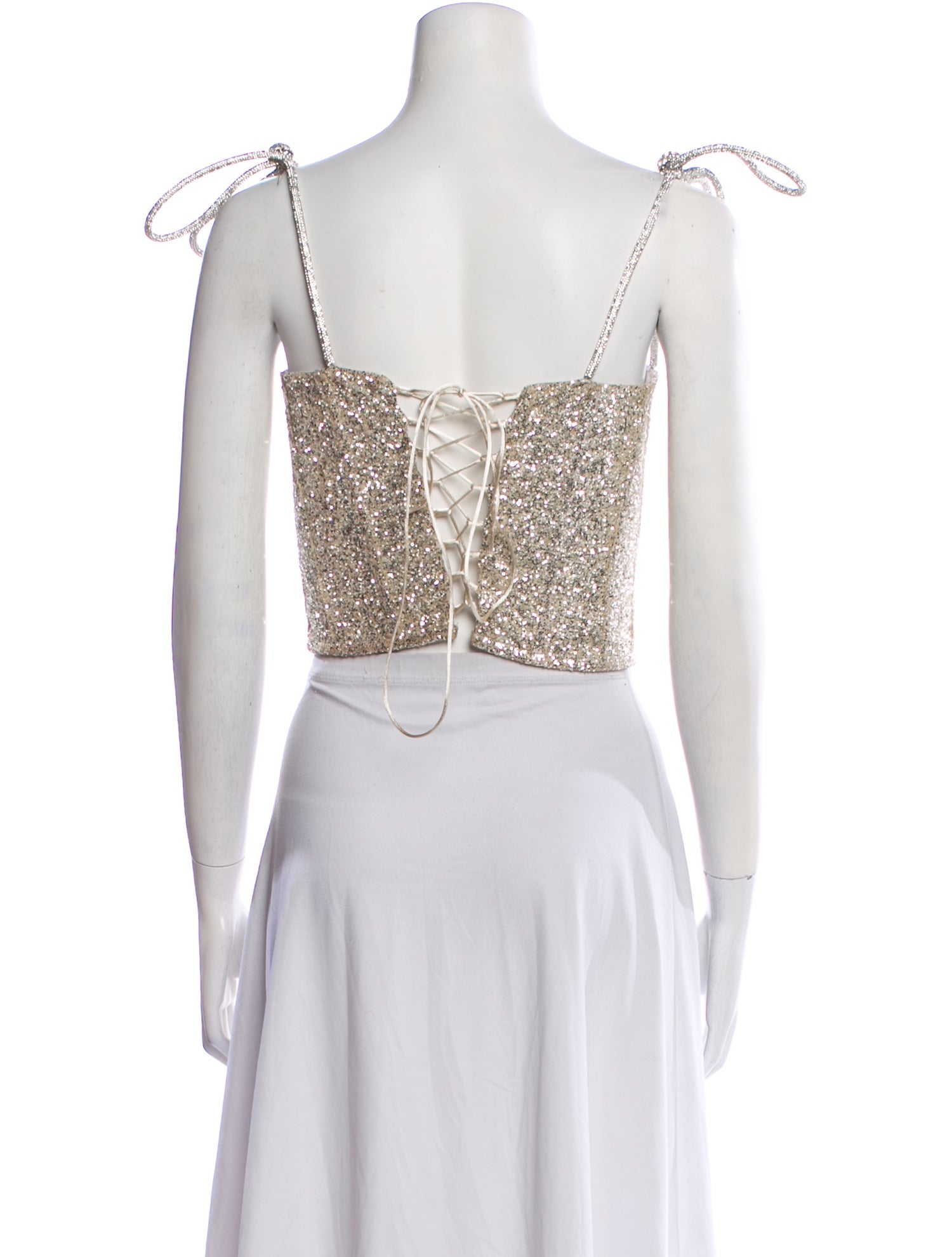 Mach & Mach Square Neckline Sleeveless Crop Top