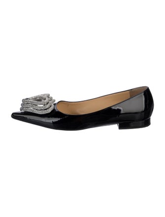 Mach & Mach Patent Leather Crystal Embellishments Flats