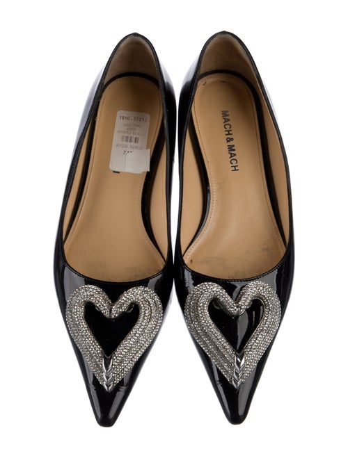 Mach & Mach Patent Leather Crystal Embellishments Flats