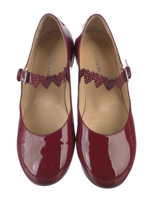 Mach & Mach Patent Leather Crystal Embellishments Mary Jane Flats