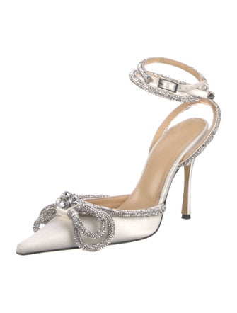 Mach & Mach Satin Bow Accents D'Orsay Pumps