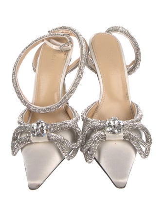 Mach & Mach Satin Bow Accents D'Orsay Pumps