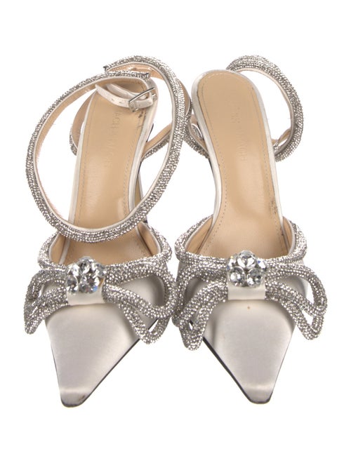 Mach & Mach Satin Bow Accents D'Orsay Pumps