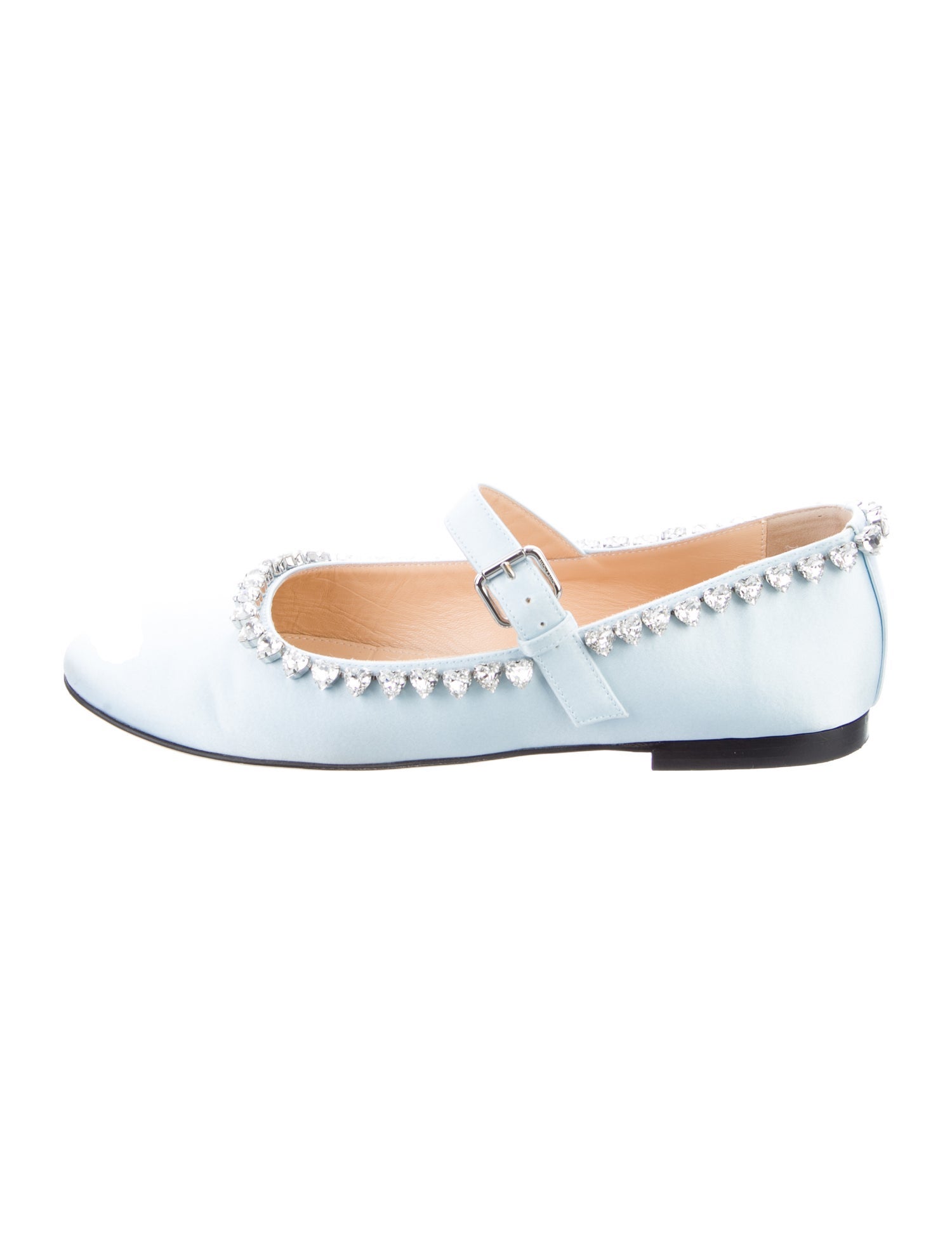 Mach & Mach Satin Crystal Embellishments Mary Jane Flats