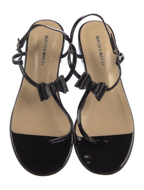 Mach & Mach Patent Leather Bow Accents T-Strap Sandals