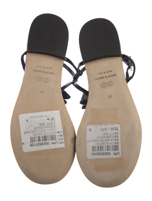 Mach & Mach Patent Leather Bow Accents T-Strap Sandals