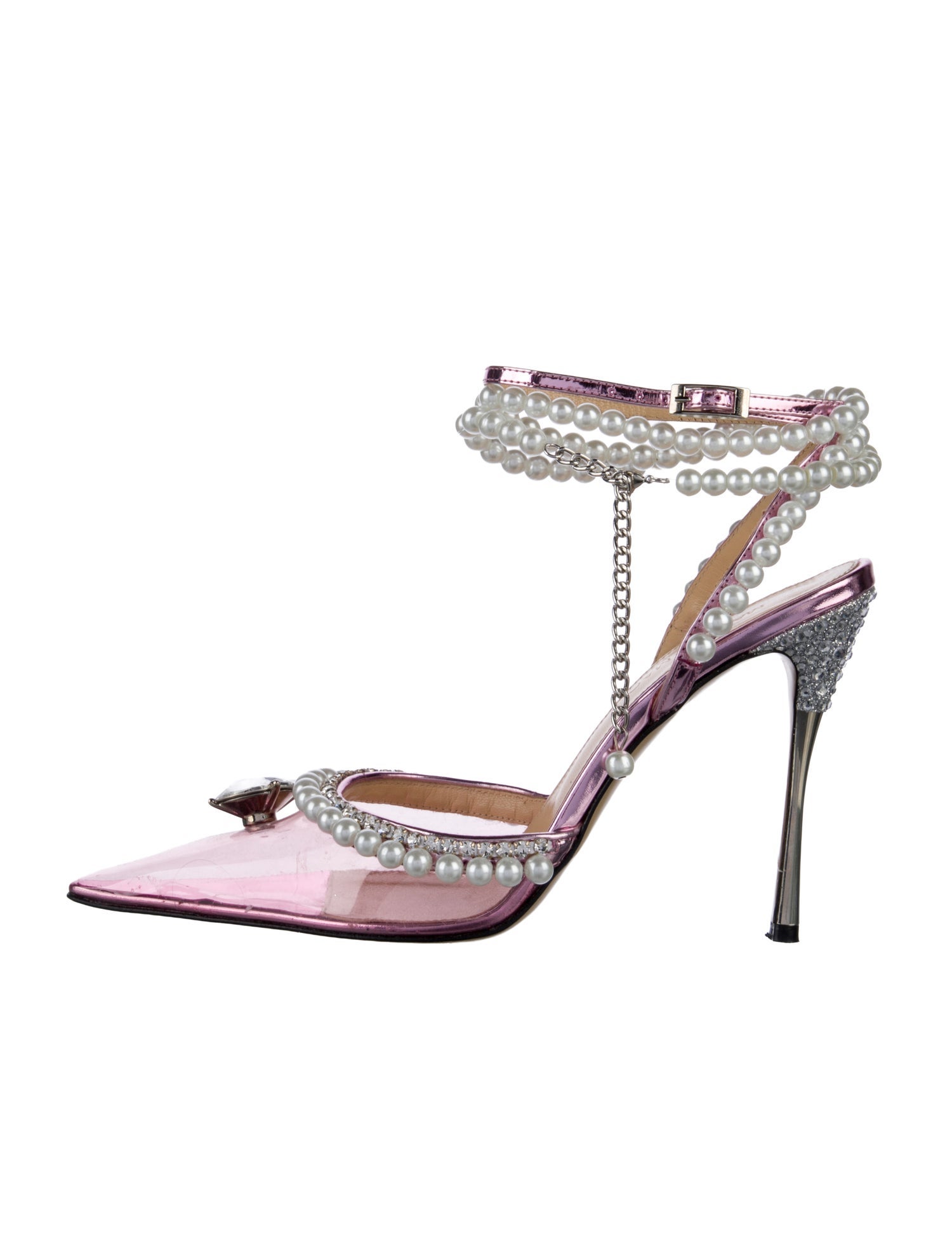 Mach & Mach PVC Chain-Link Accents Slingback Pumps