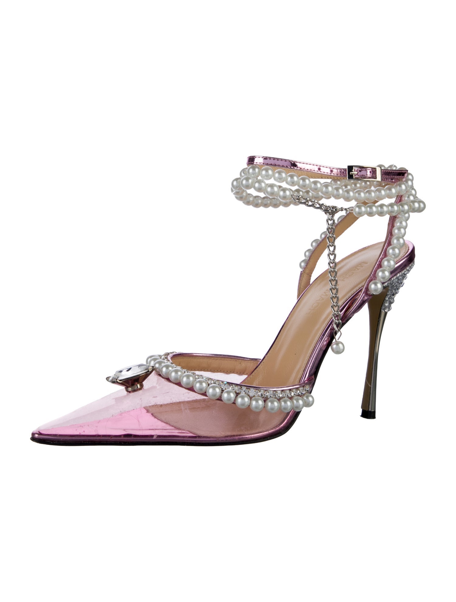 Mach & Mach PVC Chain-Link Accents Slingback Pumps