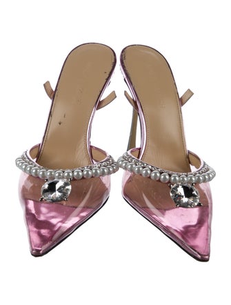 Mach & Mach Faux Pearl Accents PVC Mules