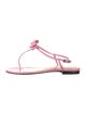 Mach & Mach Leather Bow Accents T-Strap Sandals