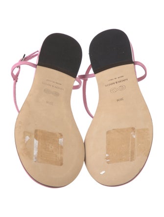 Mach & Mach Leather Bow Accents T-Strap Sandals