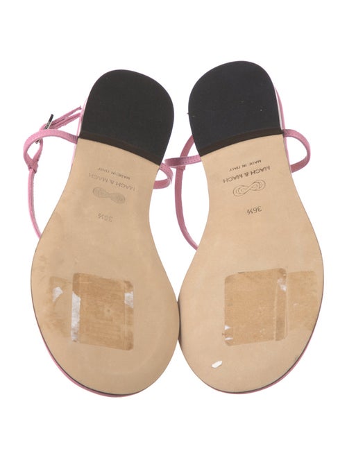 Mach & Mach Leather Bow Accents T-Strap Sandals