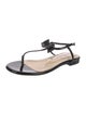 Mach & Mach Patent Leather Bow Accents T-Strap Sandals