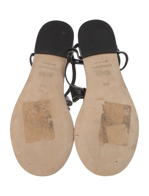 Mach & Mach Patent Leather Bow Accents T-Strap Sandals