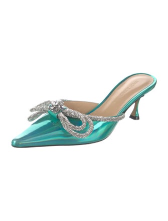 Mach & Mach Patent Leather Bow Accents Mules