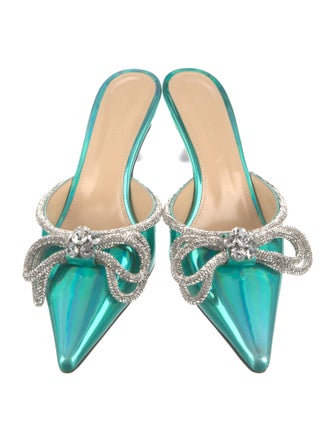 Mach & Mach Patent Leather Bow Accents Mules