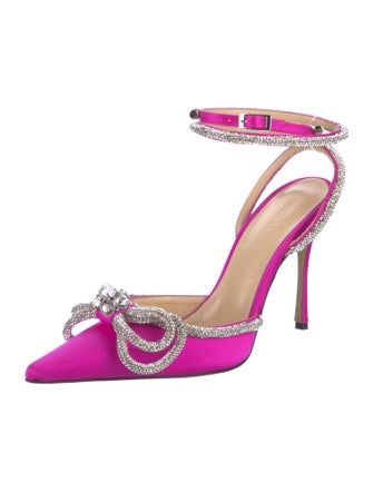 Mach & Mach Satin Bow Accents Slingback Pumps